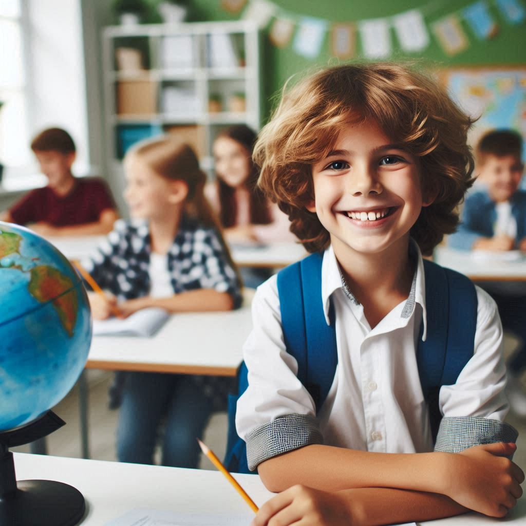 happy child in school